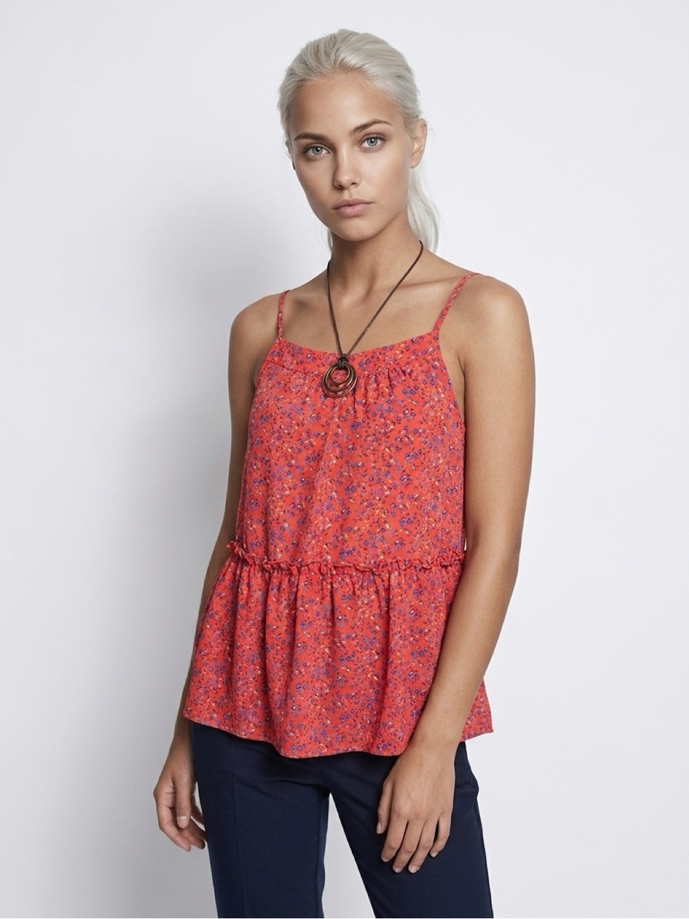 Sienna Sky Top Lightweight Spaghetti Strap Floral Size Large